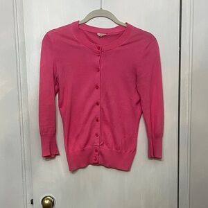 J CREW CLAIRE CARDIGAN XS HOT PINK 3/4 sleeve 100% cotton